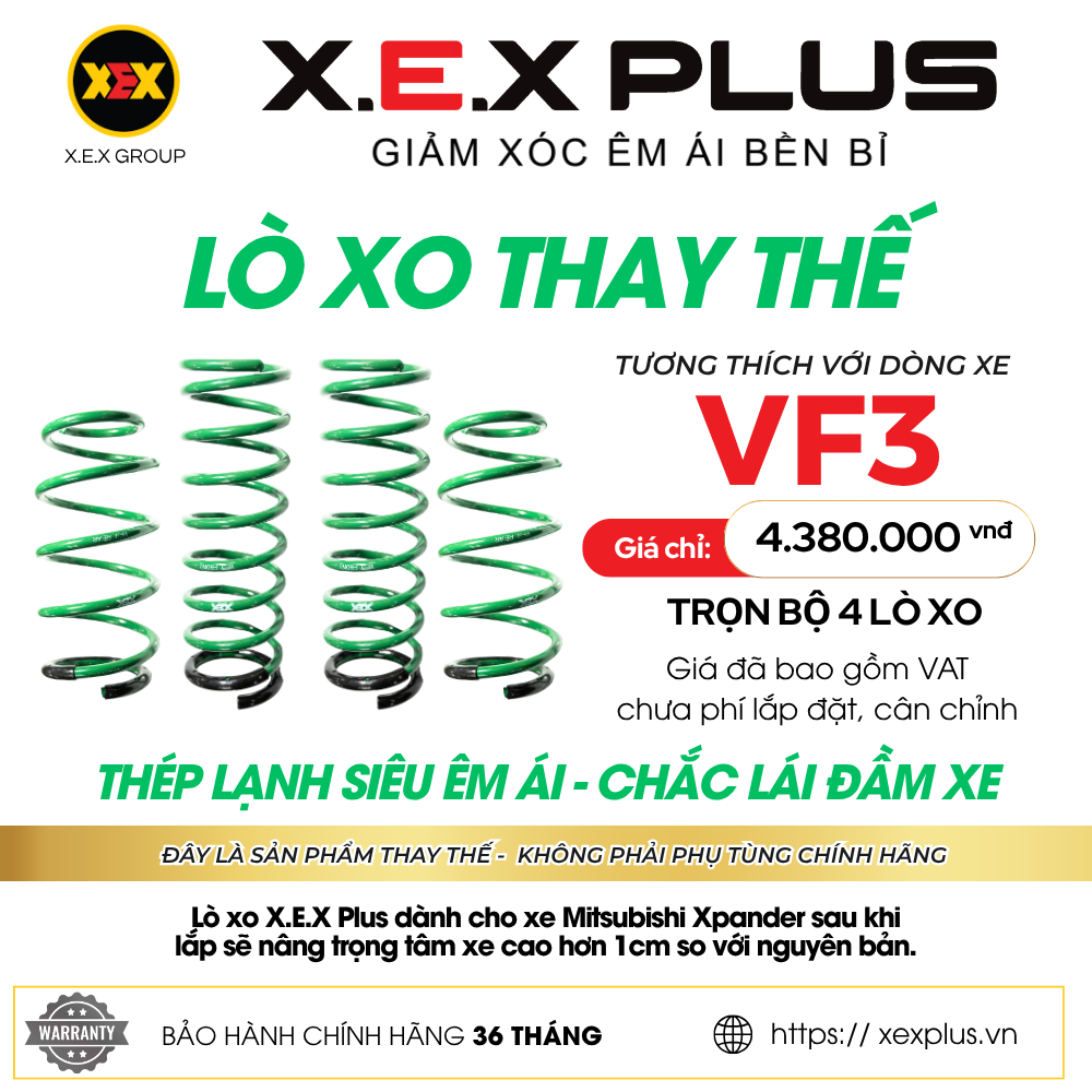 Lò xo giảm xóc thay thế tương thích xe VF3 – X.E.X PLUS
