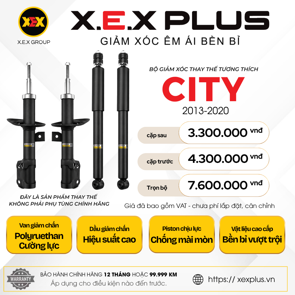 Phuộc Nhún Thay Thế Tương Thích Honda City – X.E.X Plus Giảm Xóc Êm Ái Bền Bỉ