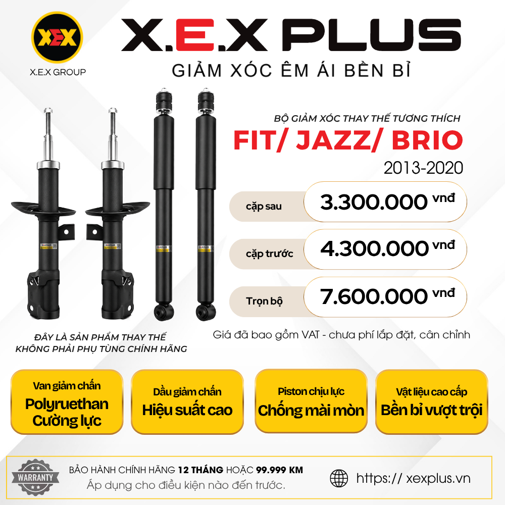 Phuộc Nhún Thay Thế Tương Thích Honda Brio – X.E.X Plus Giảm Xóc Êm Ái Bền Bỉ