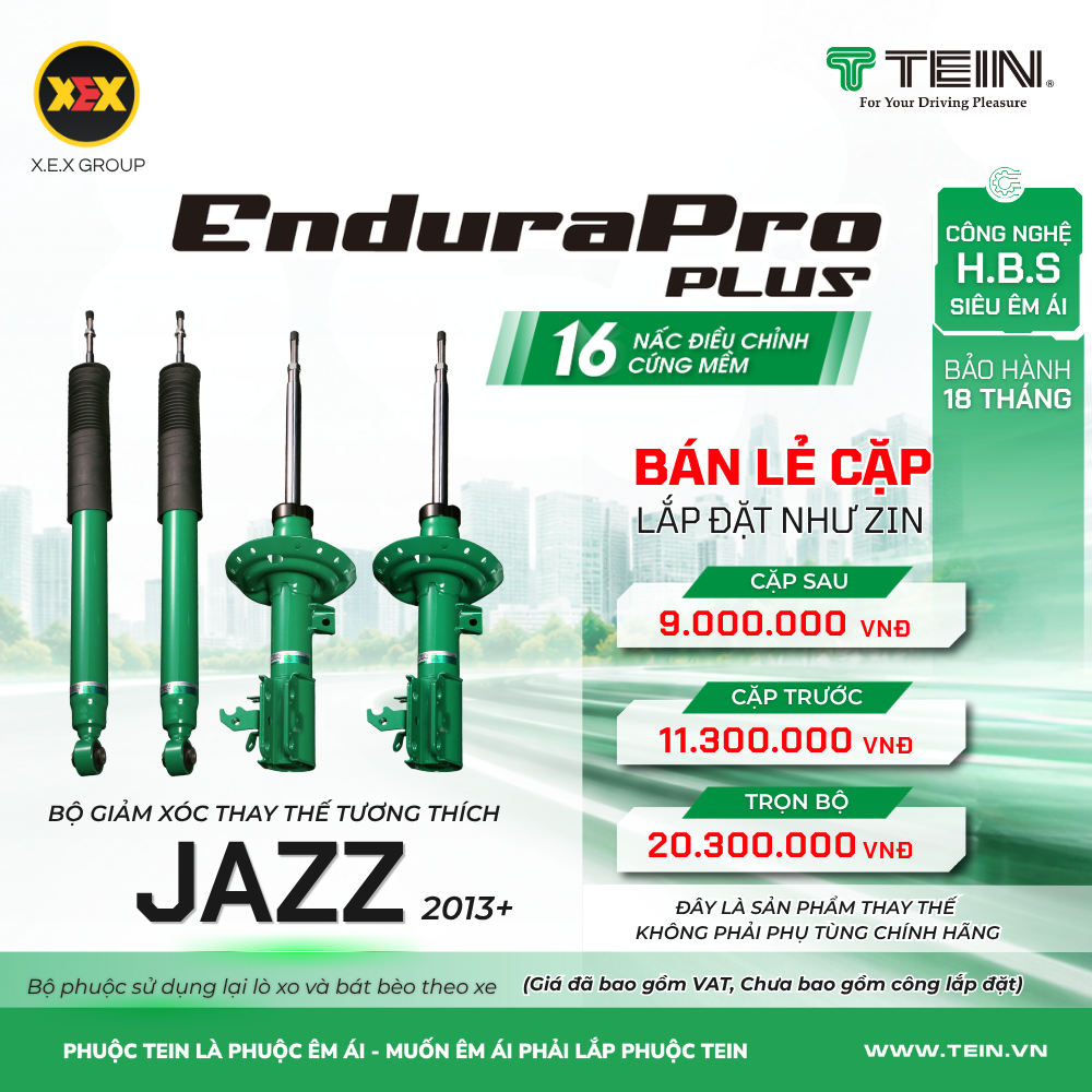 GIẢM XÓC THAY THẾ TƯƠNG THÍCH HONDA JAZZ (2013+) TEIN ENDURAPRO PLUS