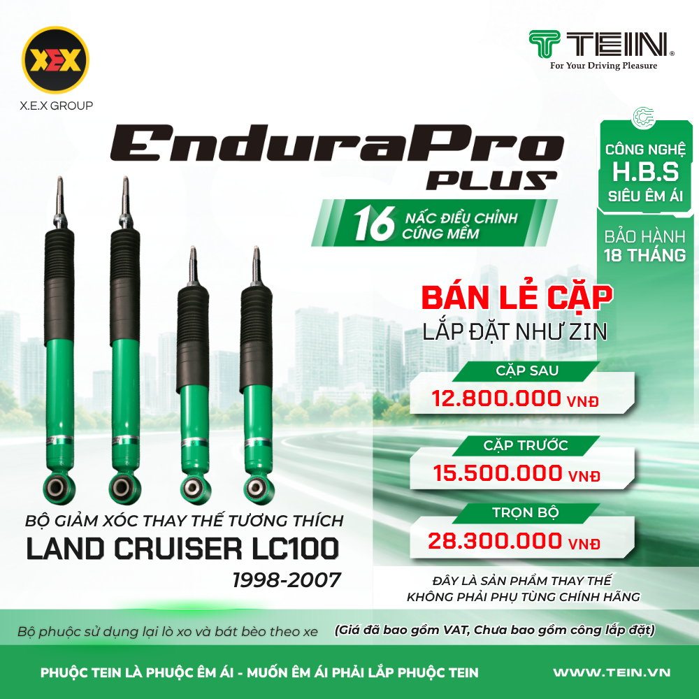 GIẢM XÓC THAY THẾ TƯƠNG THÍCH TOYOTA LAND CRUISER LC100 (1998-2007) TEIN ENDURAPRO PLUS