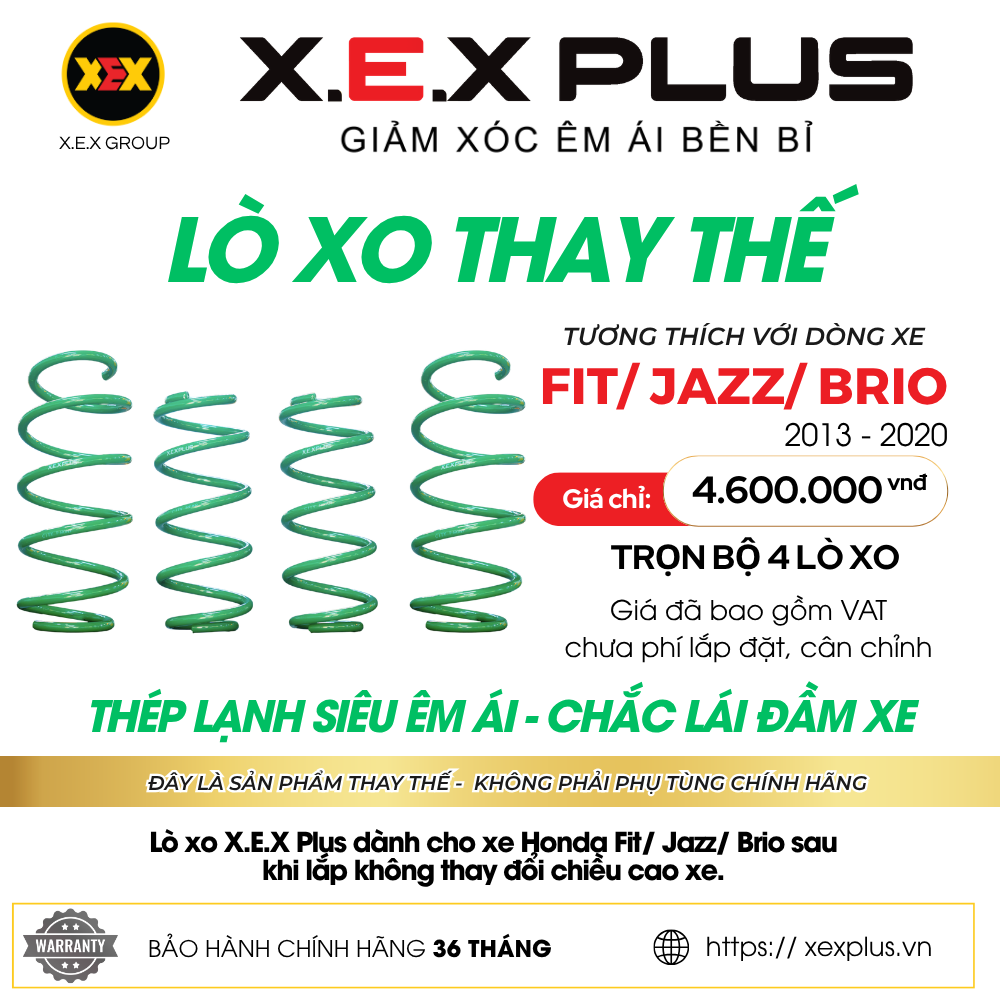 LÒ XO GIẢM XÓC THAY THẾ TƯƠNG THÍCH HONDA FIT – X.E.X PLUS