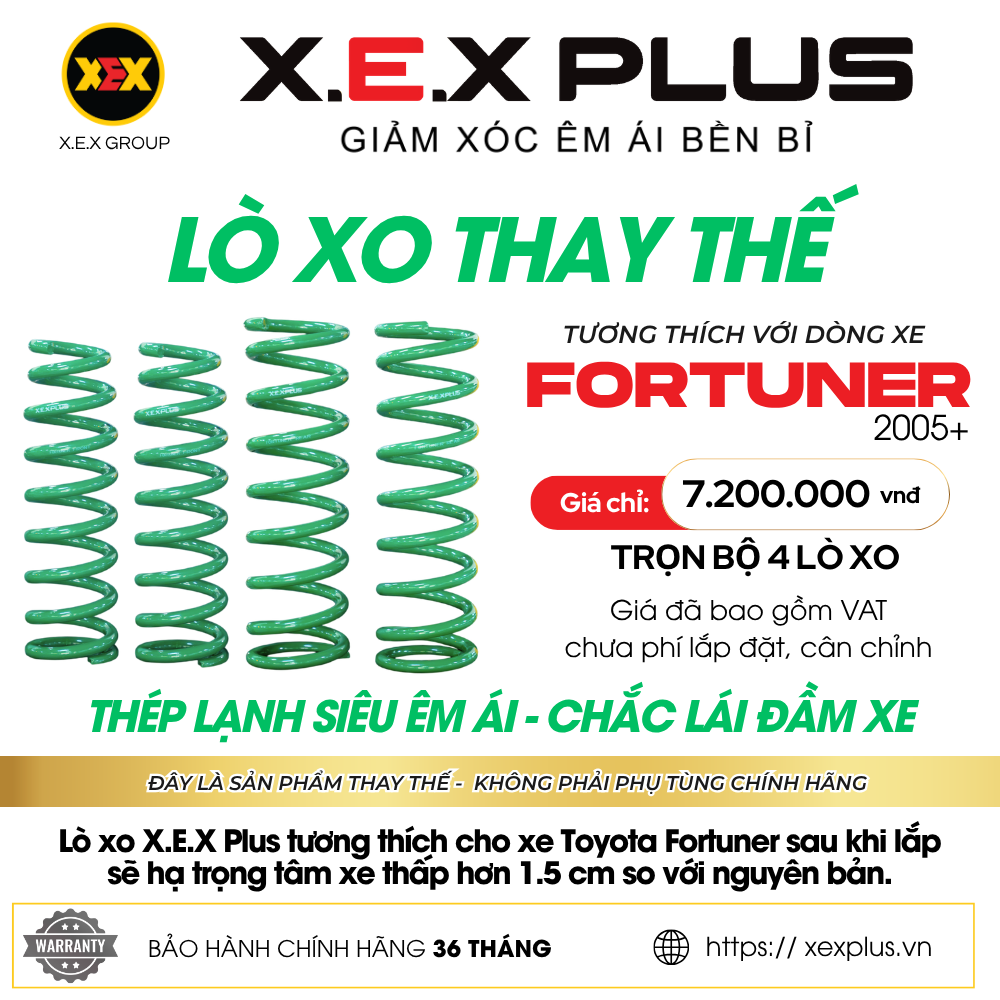 LÒ XO GIẢM XÓC THAY THẾ TƯƠNG THÍCH TOYOTA FORTUNER – X.E.X PLUS