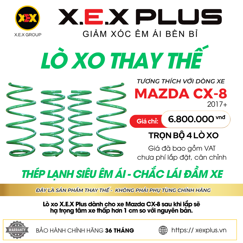 LÒ XO GIẢM XÓC THAY THẾ TƯƠNG THÍCH MAZDA CX-8 – X.E.X PLUS