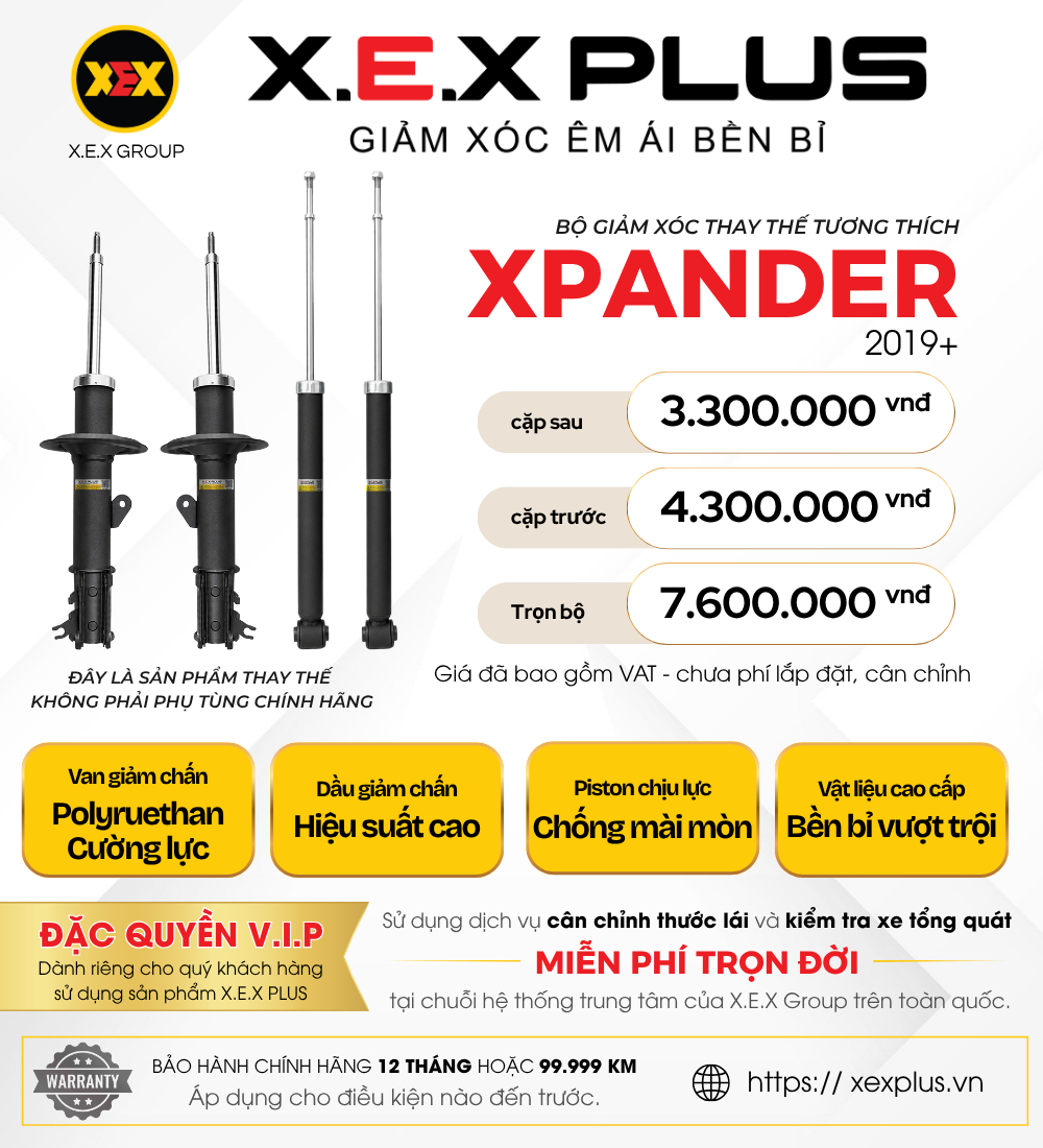 Phuộc Nhún Thay Thế Tương Thích Mitsubishi Xpander – X.E.X Plus Giảm Xóc Êm Ái Bền Bỉ