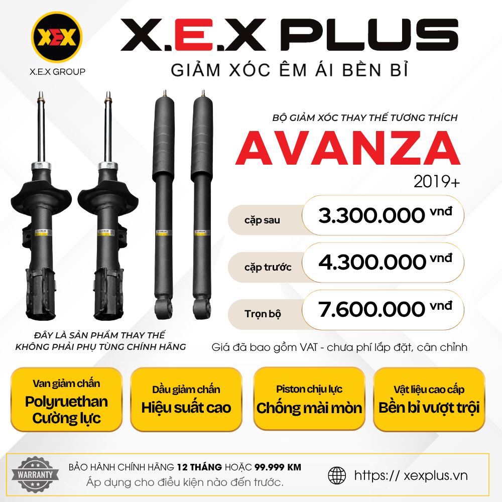Phuộc Nhún Thay Thế Tương Thích Toyota Avanza – X.E.X Plus Giảm Xóc Êm Ái Bền Bỉ