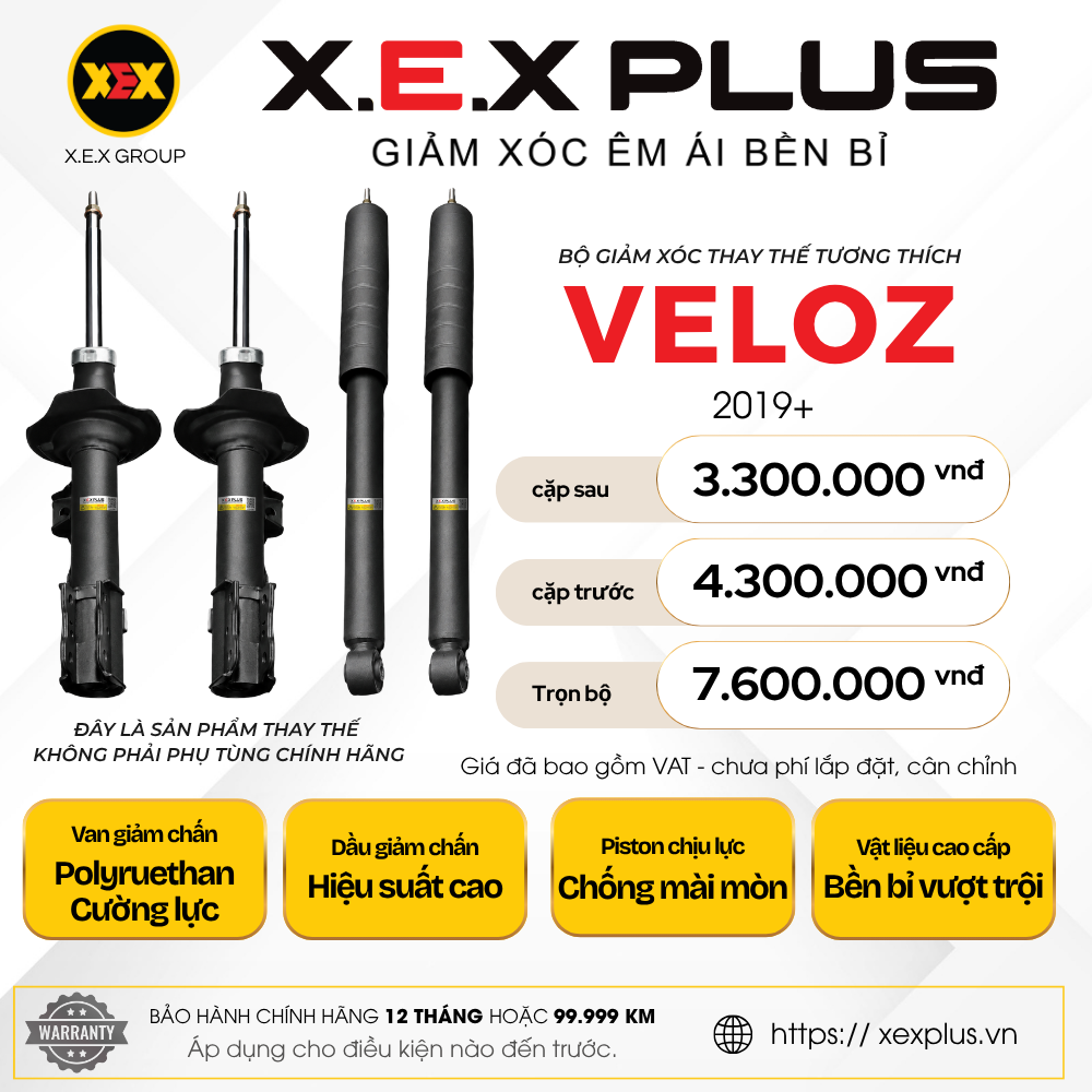 Phuộc Nhún Thay Thế Tương Thích Toyota Veloz – X.E.X Plus Giảm Xóc Êm Ái Bền Bỉ