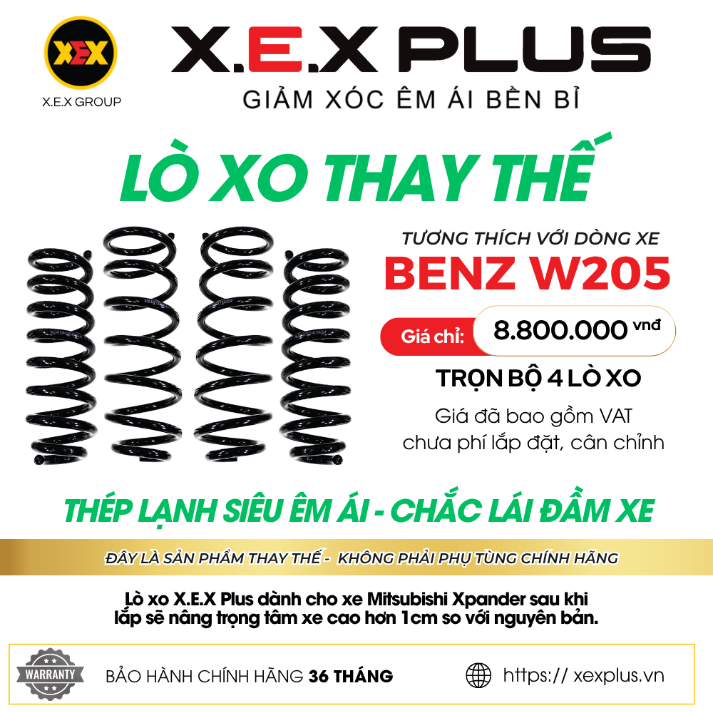 LÒ XO GIẢM XÓC THAY THẾ TƯƠNG THÍCH MERCEDES BENZ W205 – X.E.X PLUS