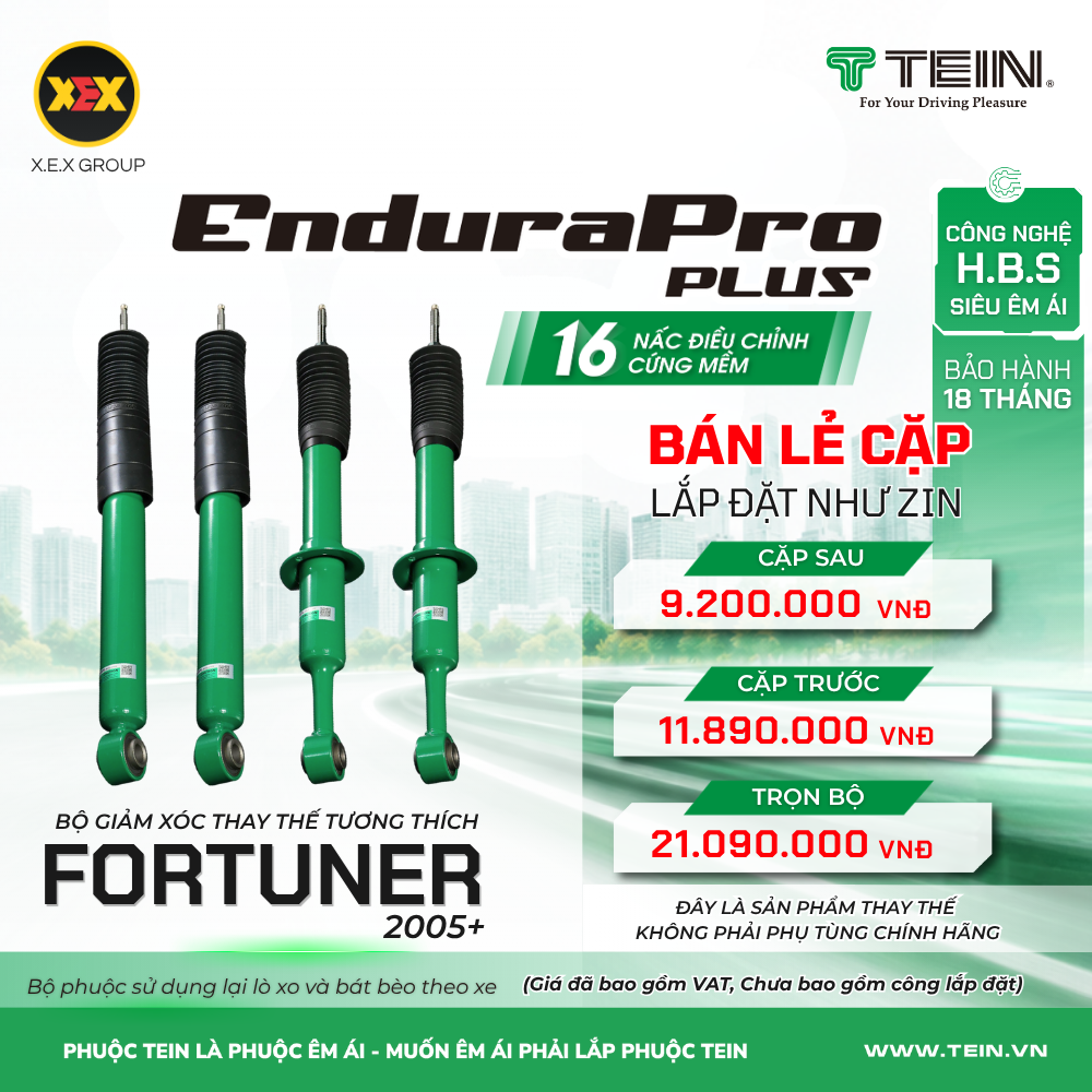 GIẢM XÓC THAY THẾ TƯƠNG THÍCH TOYOTA FORTUNER (2005+) TEIN ENDURAPRO PLUS